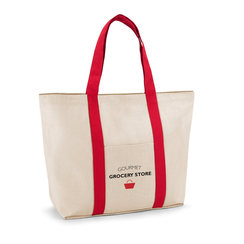 VILLE promotional tote bag in red with custom logo branding