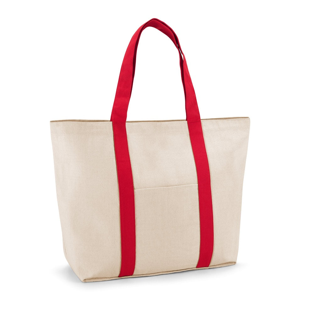 VILLE promotional tote bag in red with custom logo branding