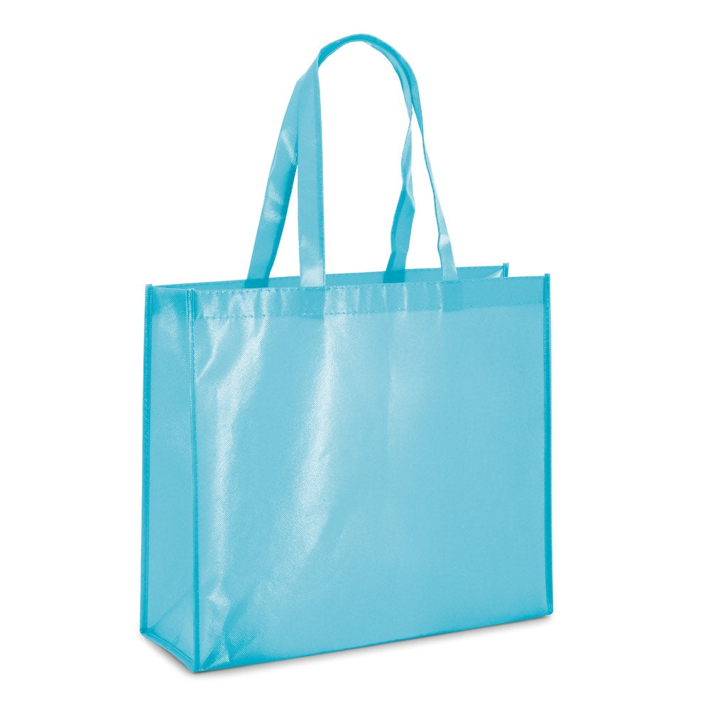 MILLENIA promotional tote bag in light blue with custom logo branding
