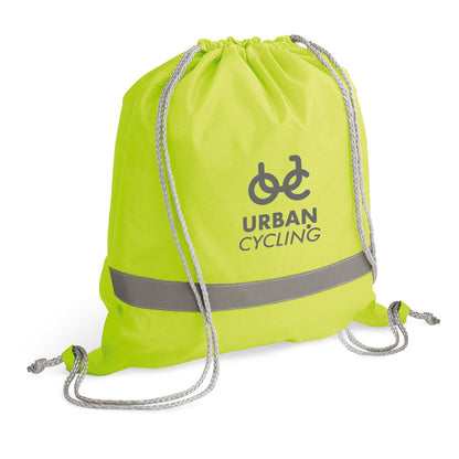 RULES promotional drawstring bag in yellow with custom logo branding