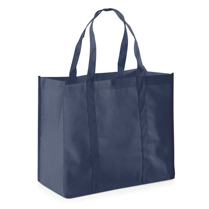 SHOPPER promotional tote bag in blue with custom logo branding