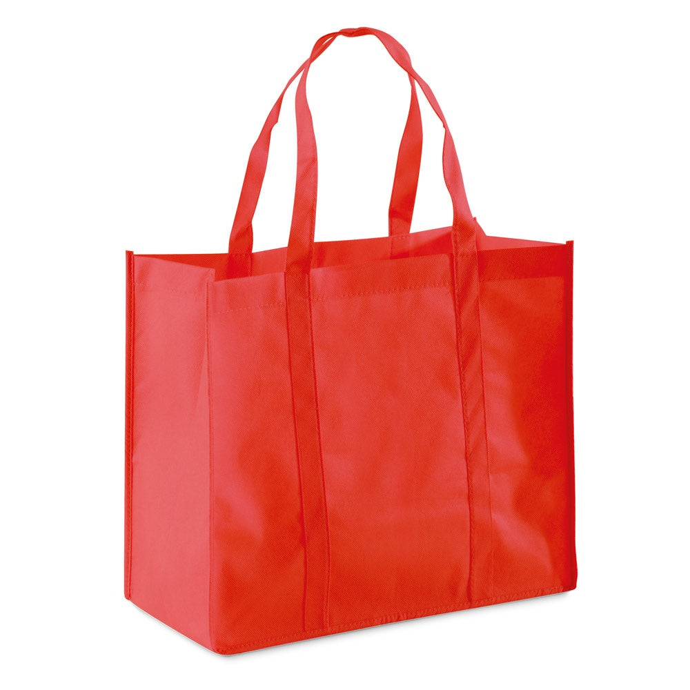 SHOPPER promotional tote bag in red with custom logo branding