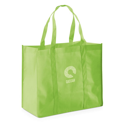 SHOPPER promotional tote bag in light green with custom logo branding