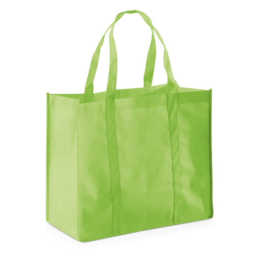 SHOPPER promotional tote bag in light green with custom logo branding