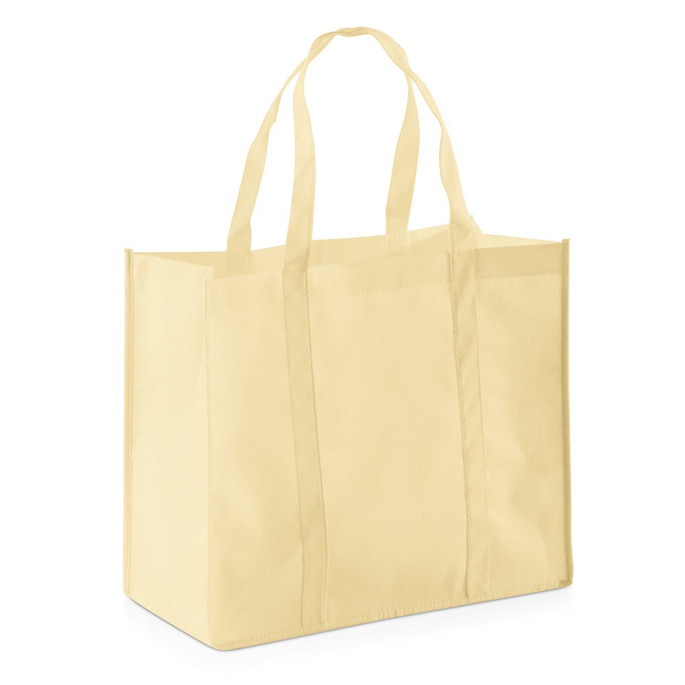 SHOPPER promotional tote bag in beige with custom logo branding