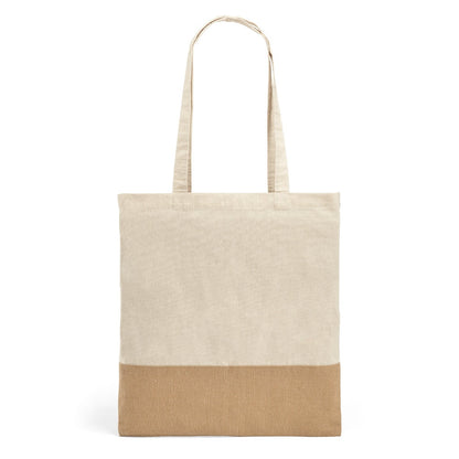 MERCAT promotional tote bag in natural (detail view) with custom logo branding