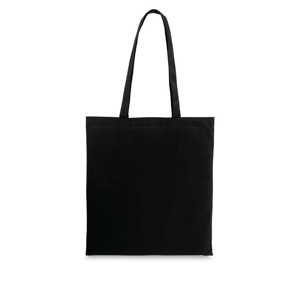 WHARF promotional tote bag in black with custom logo branding