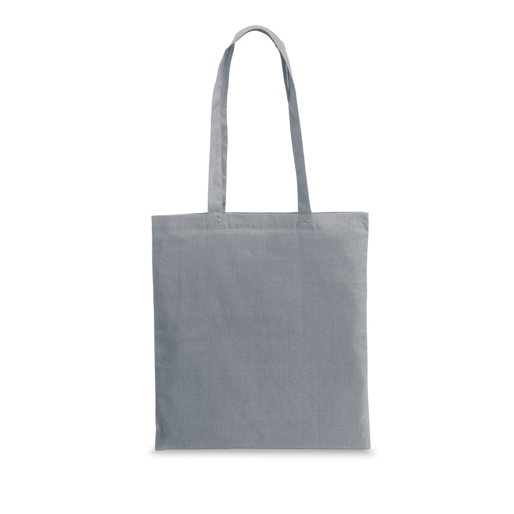 WHARF promotional tote bag in light grey with custom logo branding