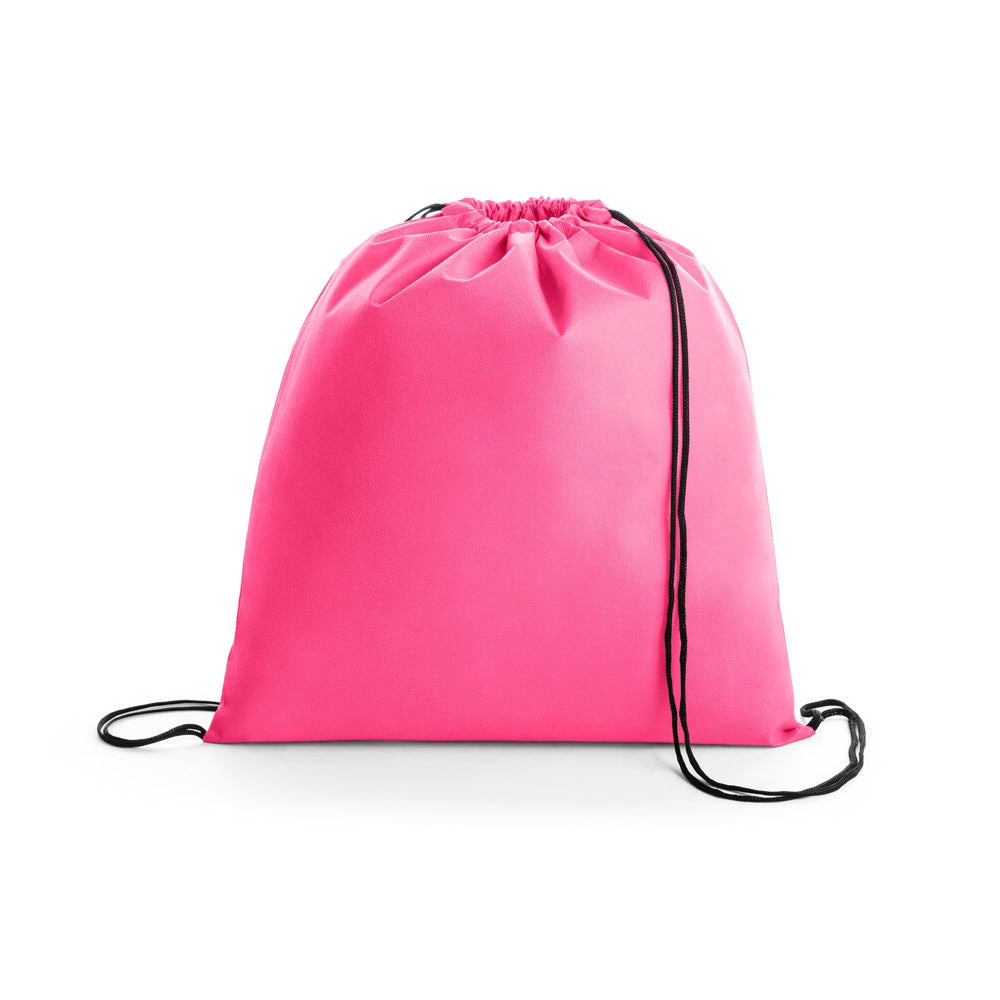 BOXP promotional drawstring bag in pink with custom logo branding