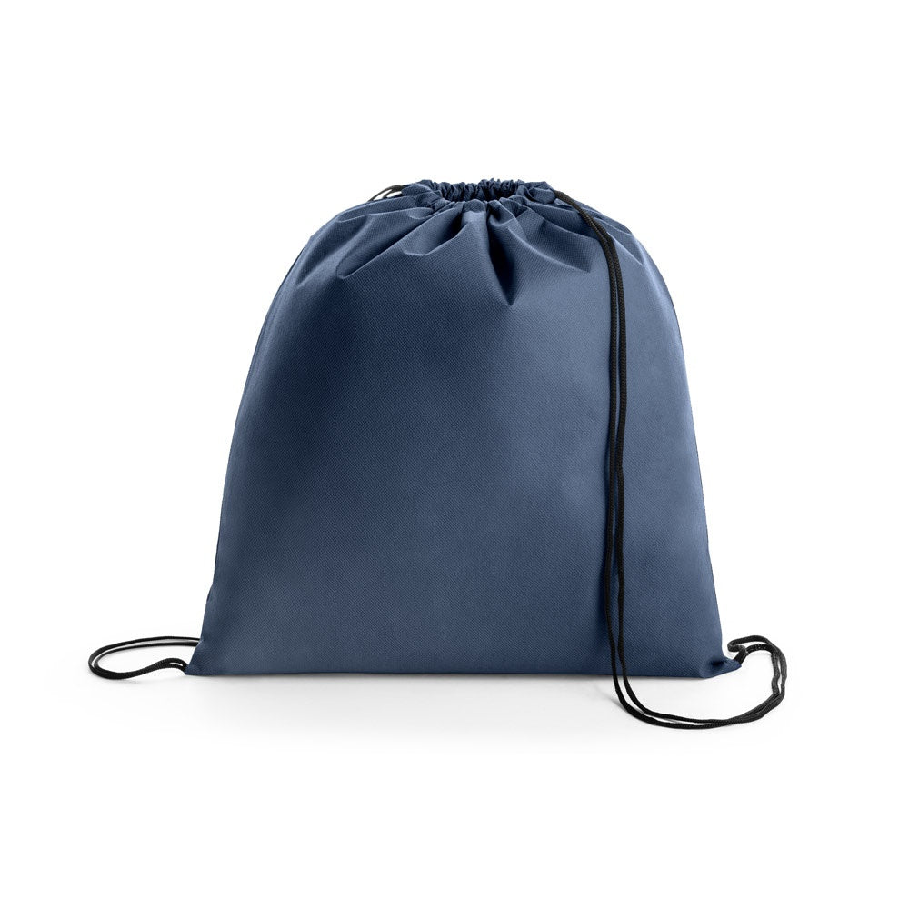 BOXP promotional drawstring bag in blue with custom logo branding