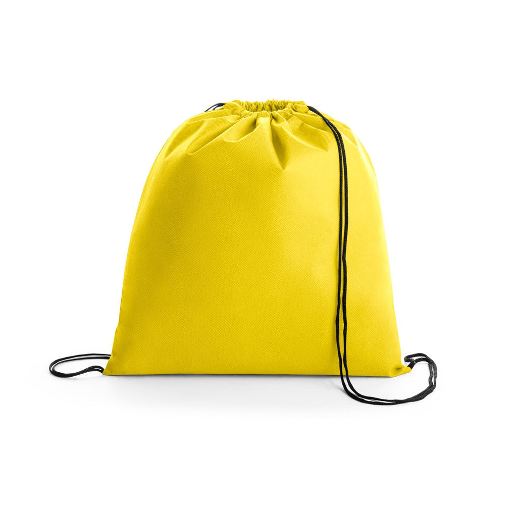 BOXP promotional drawstring bag in yellow with custom logo branding