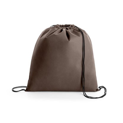 BOXP promotional drawstring bag in dark brown with custom logo branding