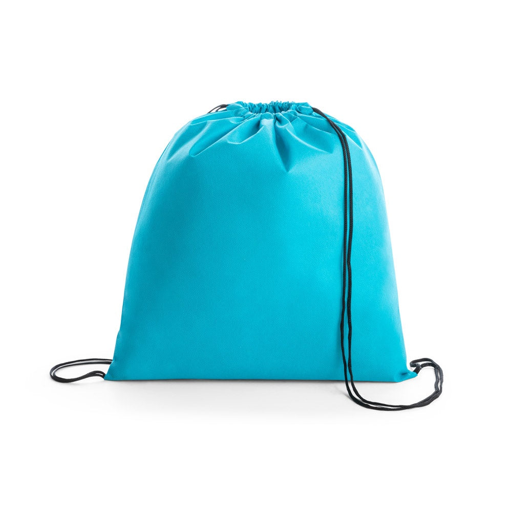 BOXP promotional drawstring bag in light blue with custom logo branding
