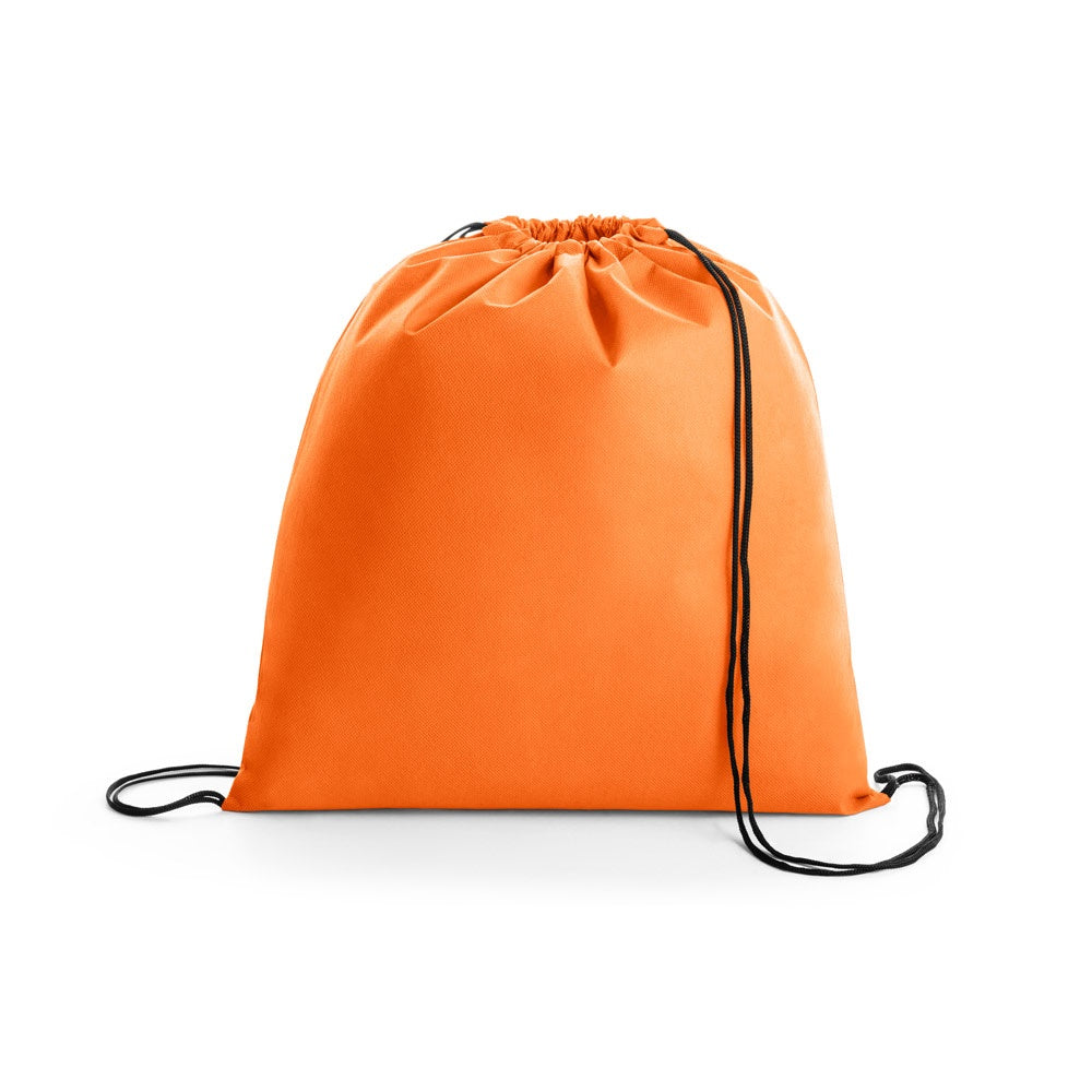 BOXP promotional drawstring bag in orange with custom logo branding