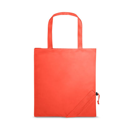 SHOPS promotional tote bag in red with custom logo branding