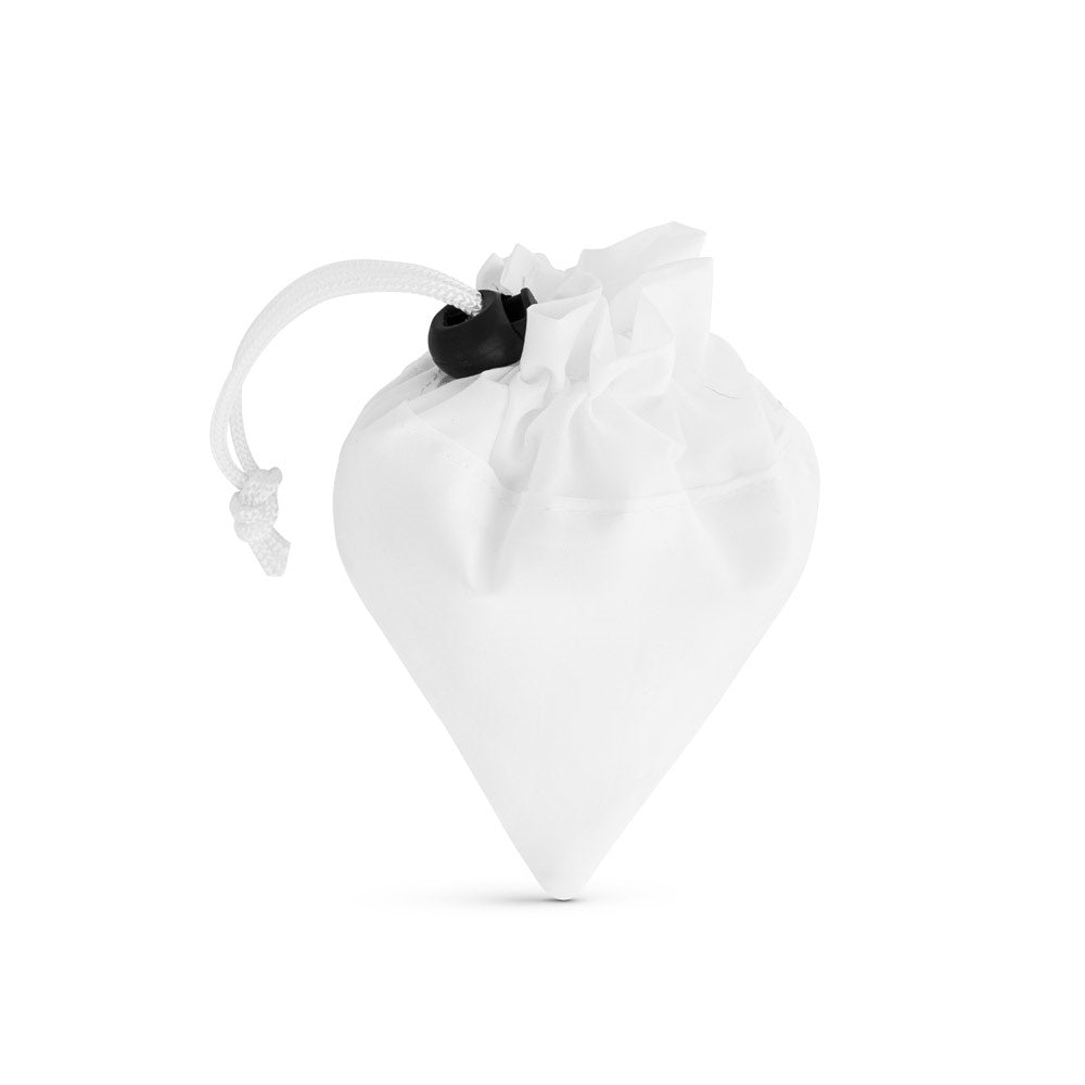 SHOPS promotional tote bag in white (detail view) with custom logo branding