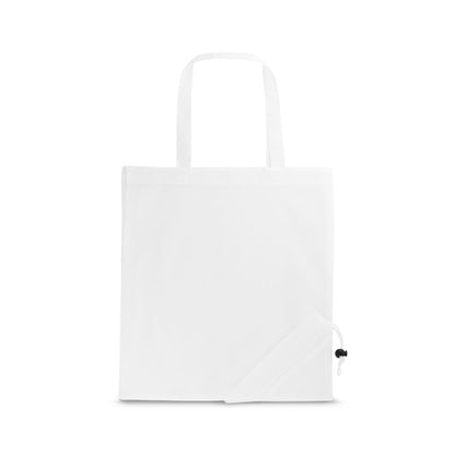 SHOPS promotional tote bag in white with custom logo branding