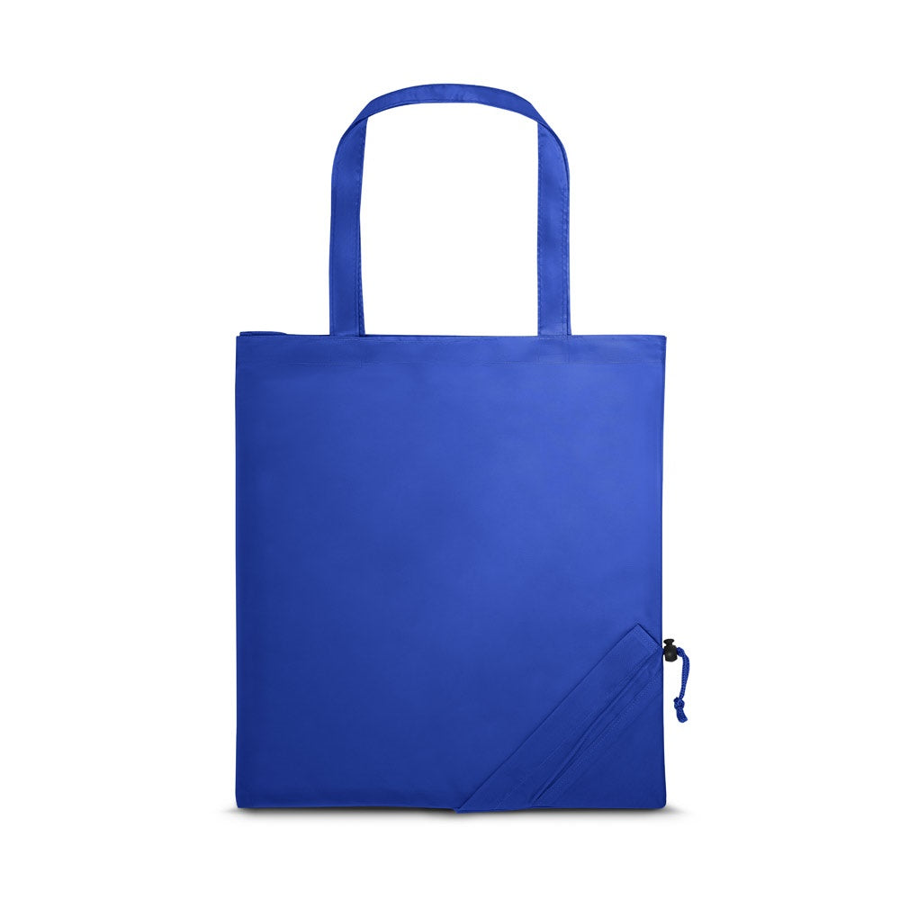 SHOPS promotional tote bag in royal blue with custom logo branding