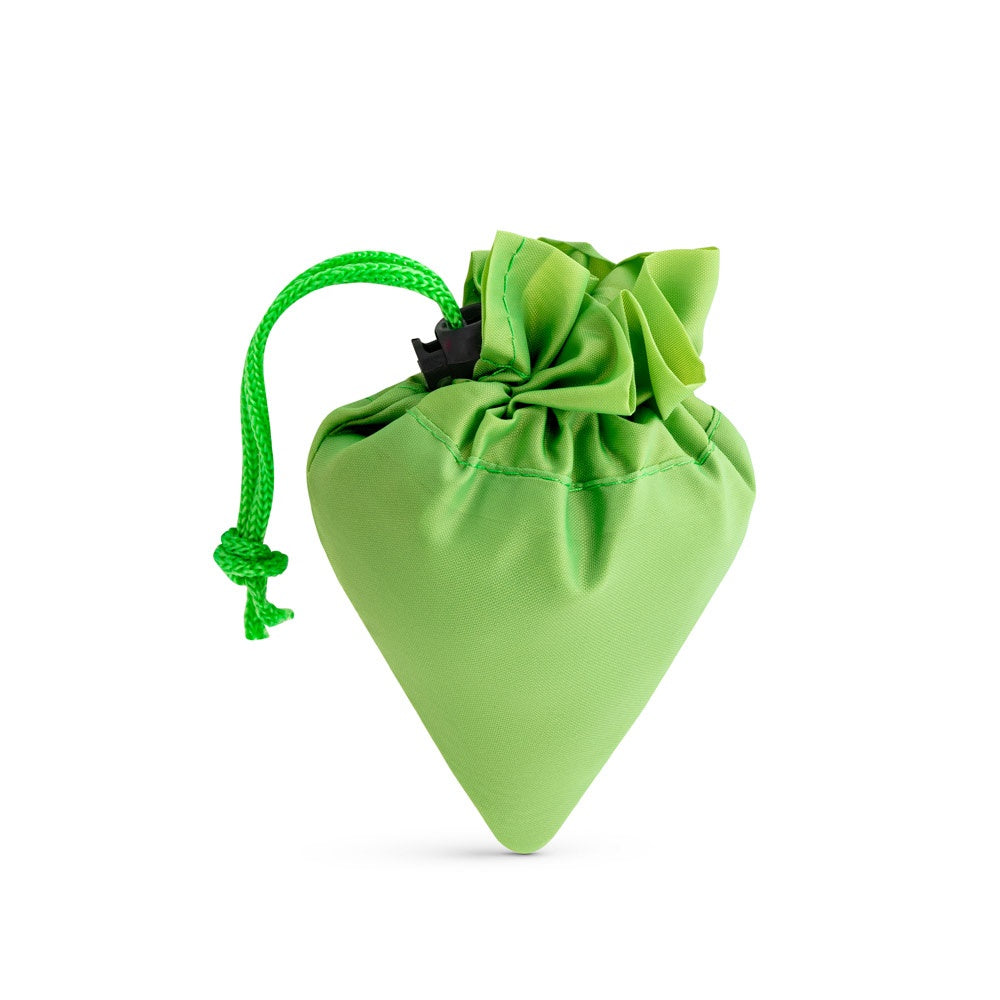 SHOPS promotional tote bag in light green (detail view) with custom logo branding