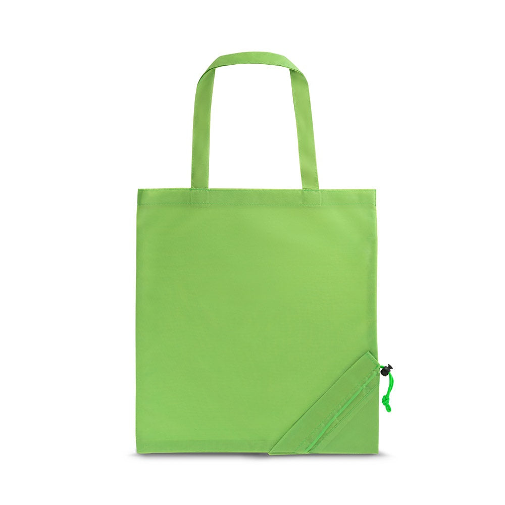 SHOPS promotional tote bag in light green with custom logo branding