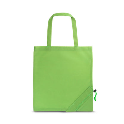SHOPS promotional tote bag in light green with custom logo branding