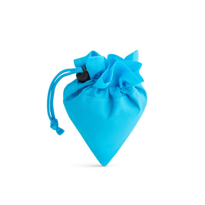SHOPS promotional tote bag in light blue (detail view) with custom logo branding