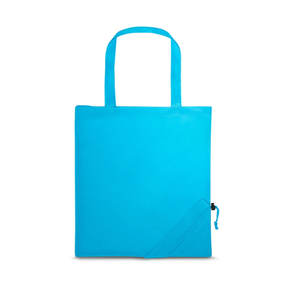 SHOPS promotional tote bag in light blue with custom logo branding