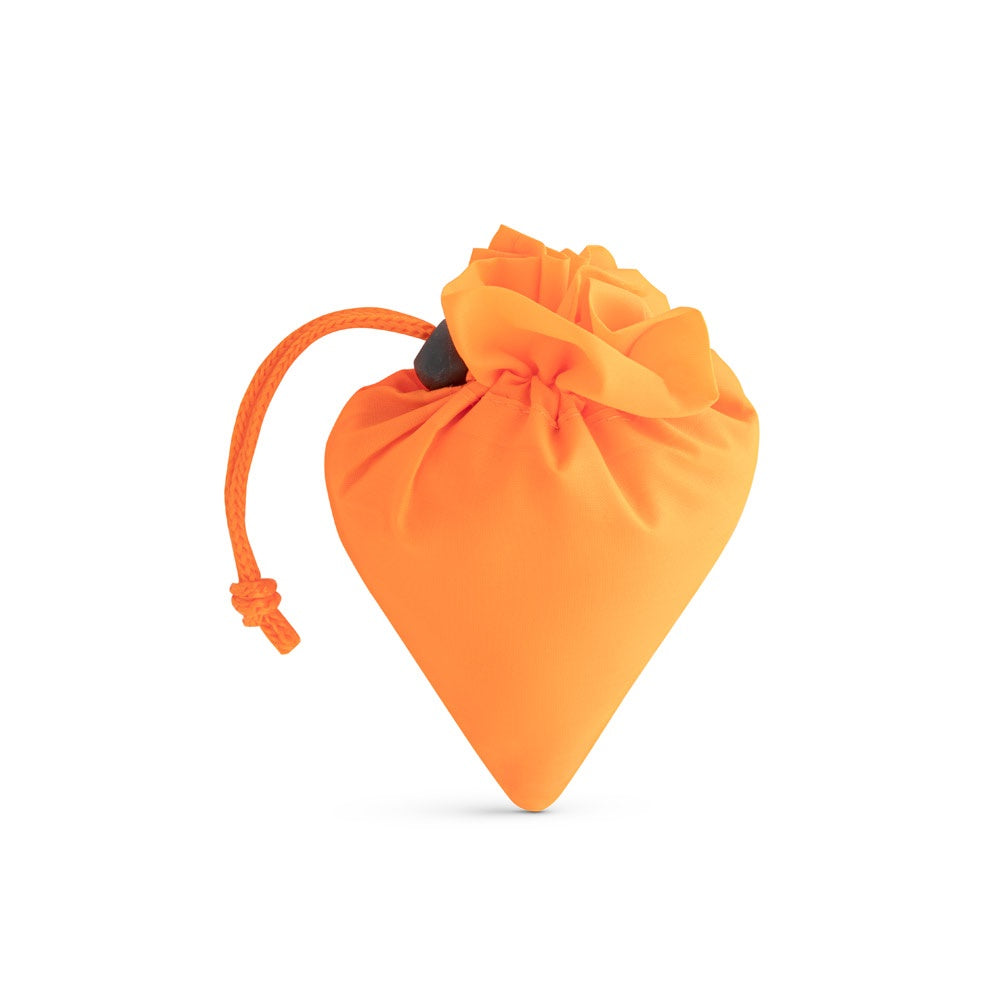 SHOPS promotional tote bag in orange (detail view) with custom logo branding