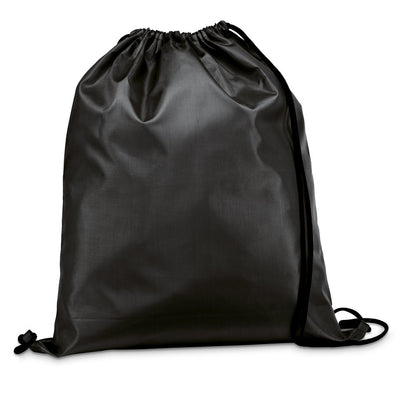 CARNABY promotional drawstring bag in black with custom logo branding