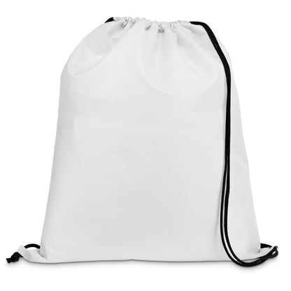 CARNABY promotional drawstring bag in white with custom logo branding