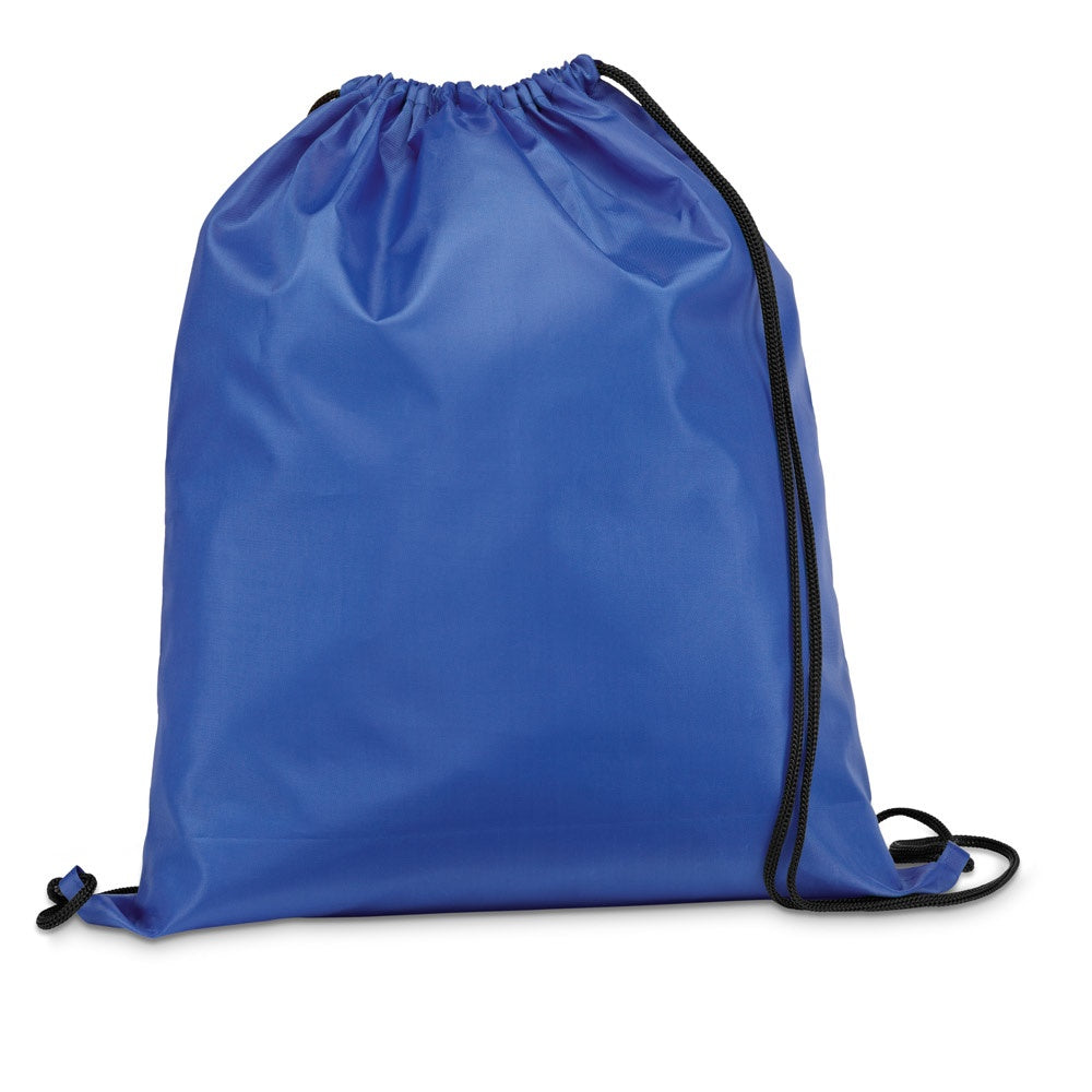 CARNABY promotional drawstring bag in royal blue with custom logo branding