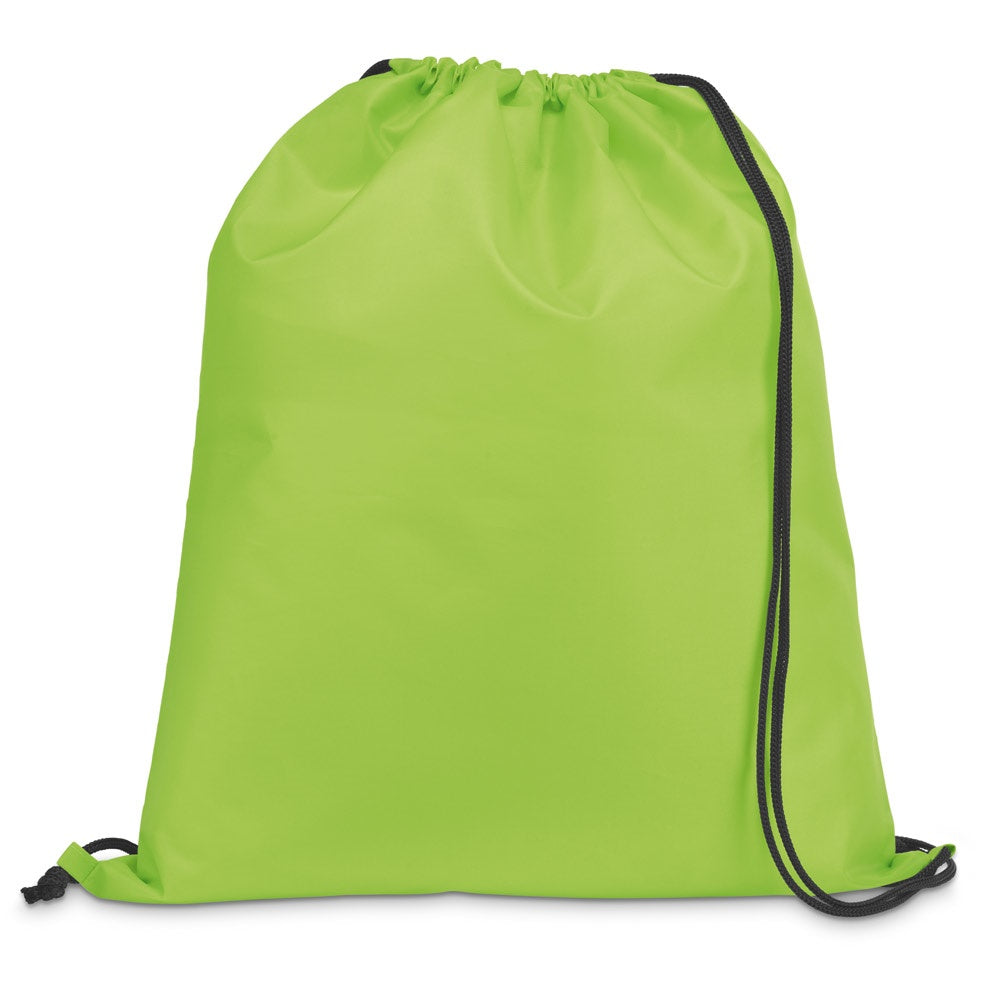 CARNABY promotional drawstring bag in light green with custom logo branding