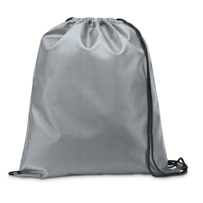 CARNABY promotional drawstring bag in light grey with custom logo branding
