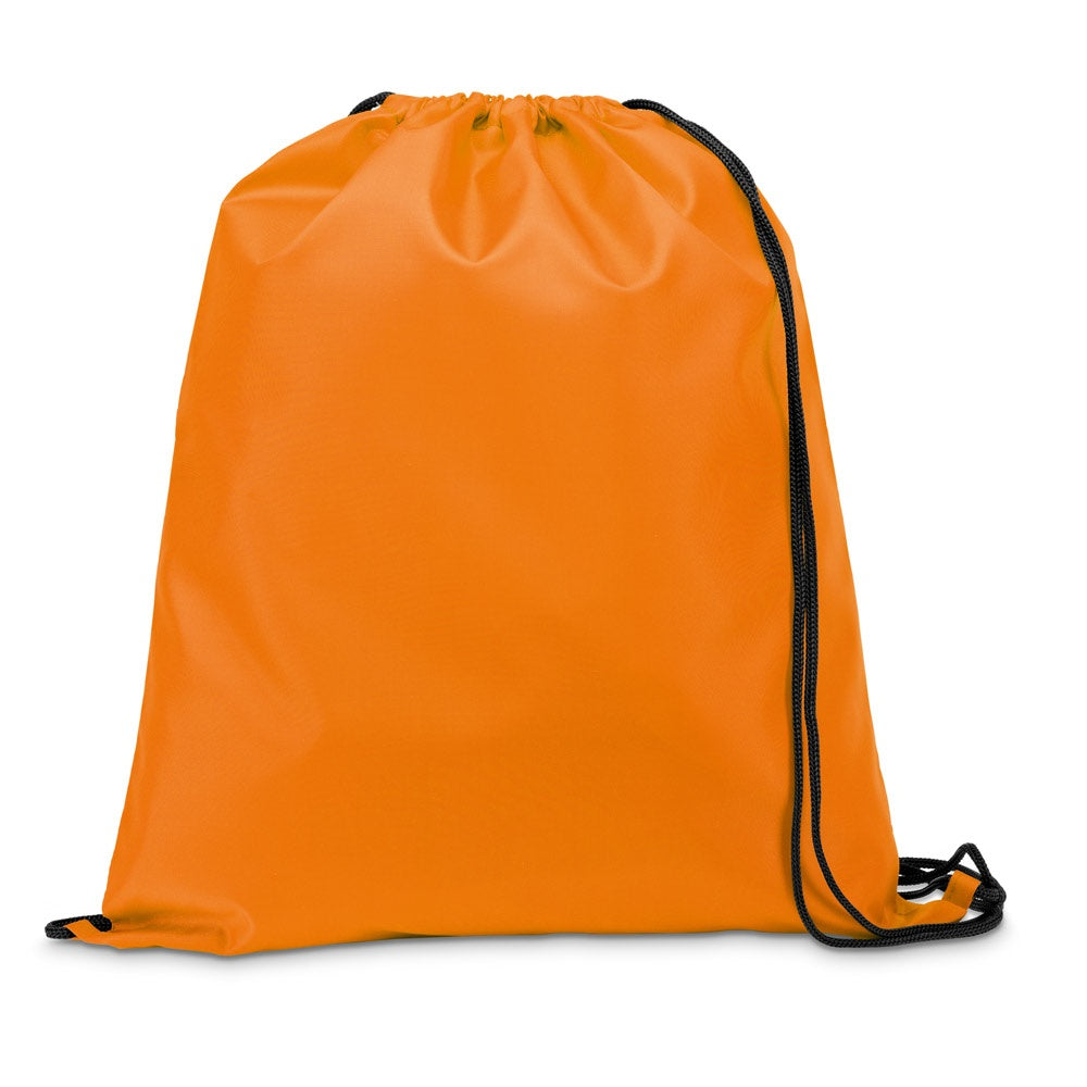 CARNABY promotional drawstring bag in orange with custom logo branding