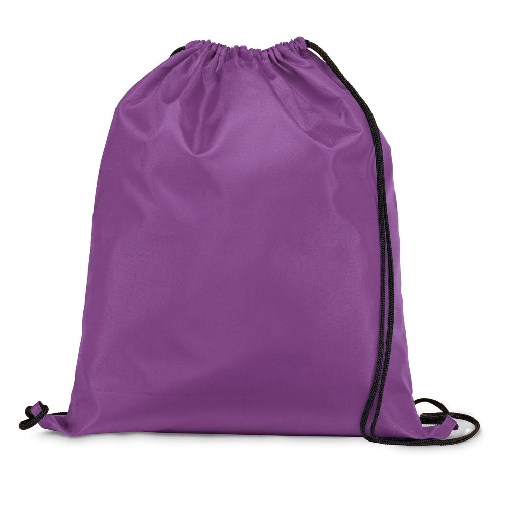 CARNABY promotional drawstring bag in purple with custom logo branding