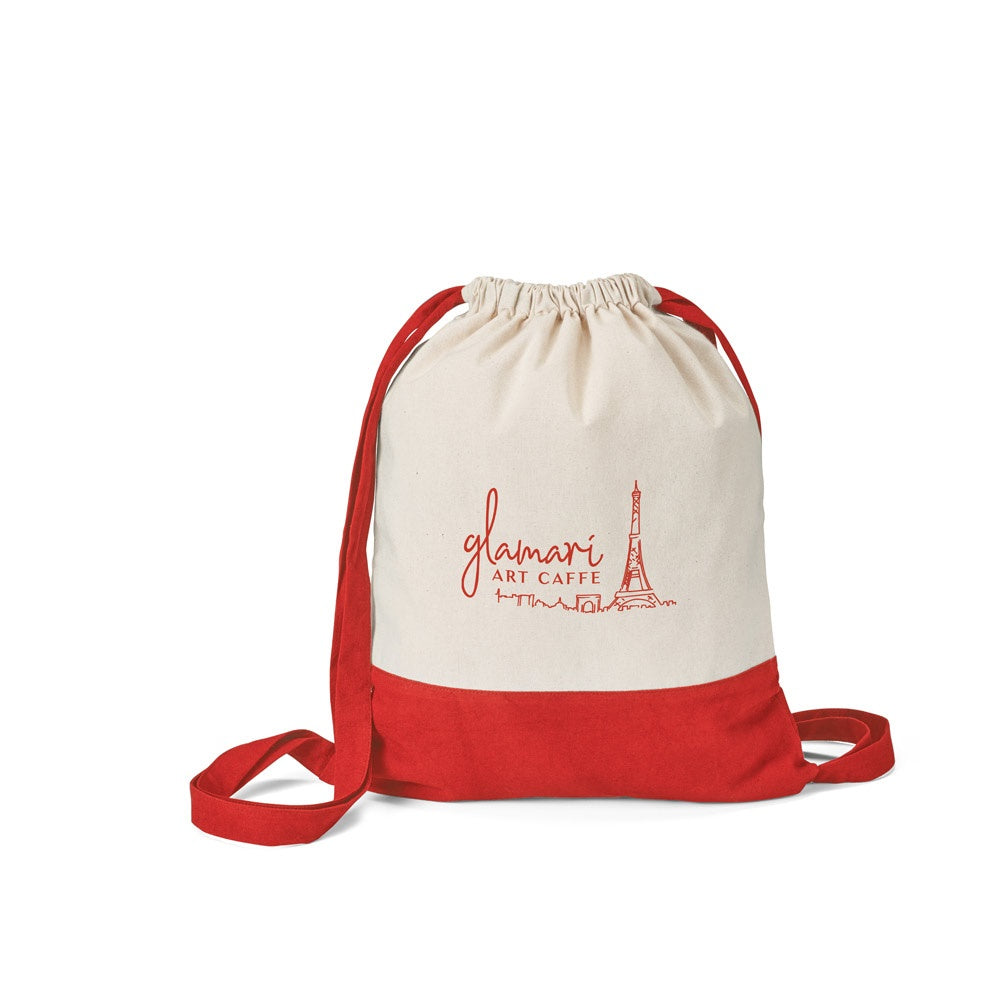 ROMFORD promotional drawstring bag (complete set view) with custom logo branding