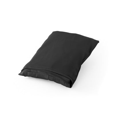PLAKA promotional tote bag in black (detail view) with custom logo branding