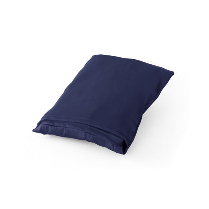 PLAKA promotional tote bag in navy blue (detail view) with custom logo branding