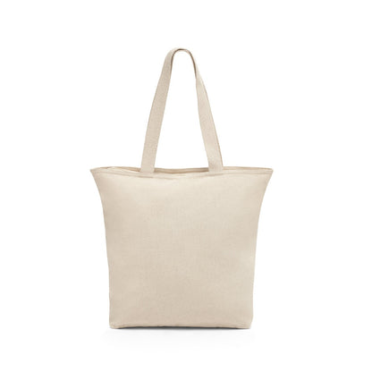 HACKNEY promotional tote bag in light natural (detail view) with custom logo branding