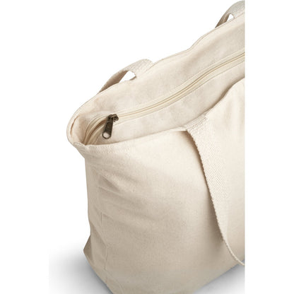 HACKNEY promotional tote bag in light natural (detail view) with custom logo branding