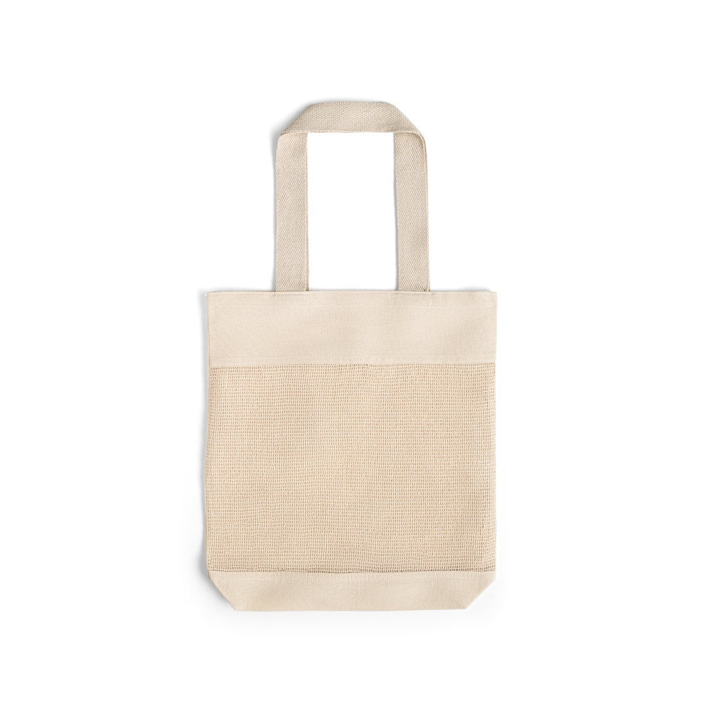 MUMBAI promotional tote bag in light natural (detail view) with custom logo branding