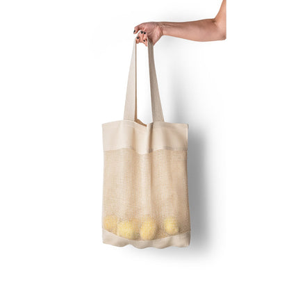 MUMBAI promotional tote bag in light natural (detail view) with custom logo branding