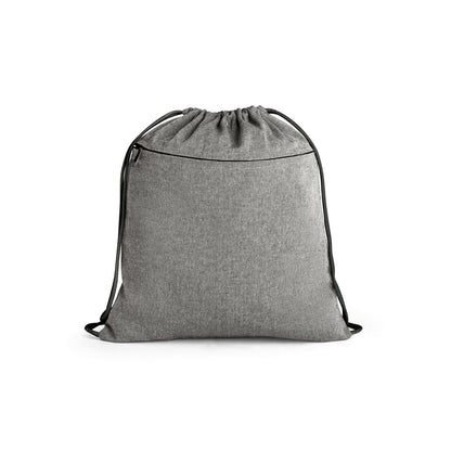 CHANCERY promotional drawstring bag in black with custom logo branding