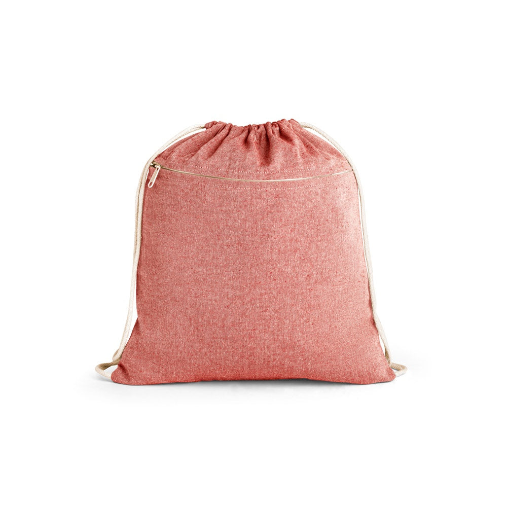 CHANCERY promotional drawstring bag in red with custom logo branding