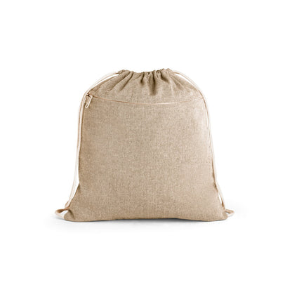 CHANCERY promotional drawstring bag in natural (detail view) with custom logo branding
