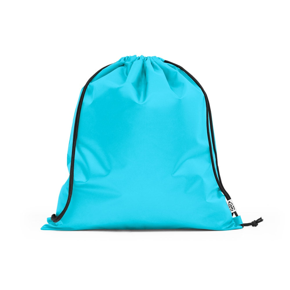 PEMBA promotional drawstring bag in light blue with custom logo branding