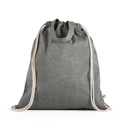 RISSANI promotional drawstring bag in black with custom logo branding