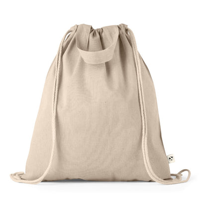 RISSANI promotional drawstring bag in natural with custom logo branding