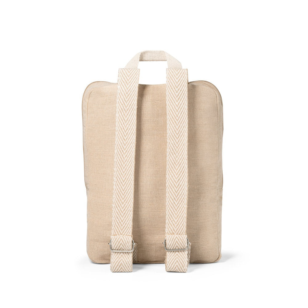 MARBELLA promotional backpack in natural (detail view) with custom logo branding