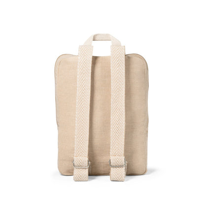 MARBELLA promotional backpack in natural (detail view) with custom logo branding